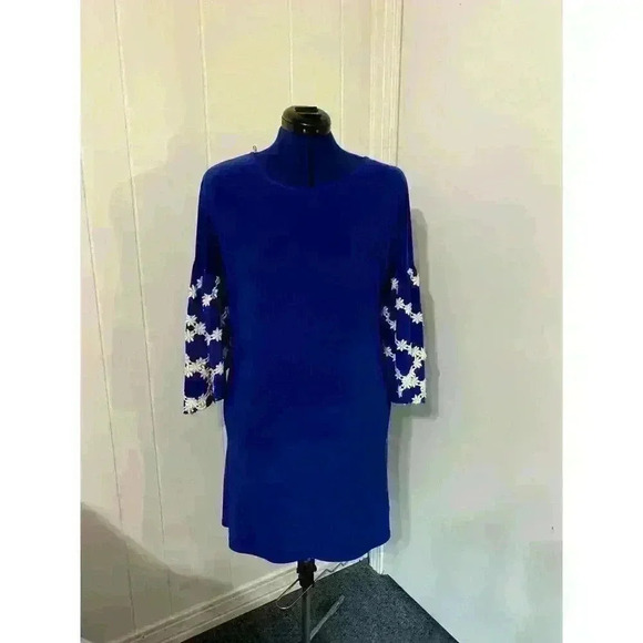 Judith March Dress Womens Size large Blue Embroidered Bell Sleeves Boho Feminine - Picture 1 of 8